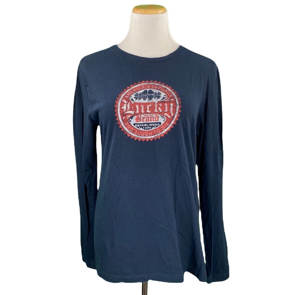 Lucky Brand Navy Long Sleeve Crew Neck Graphic Tee